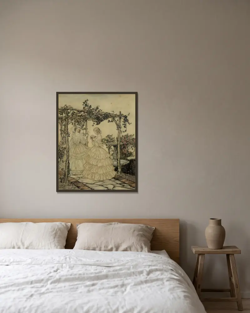Der Rosengarten von Arthur Rackham gerahmt an einer Wand