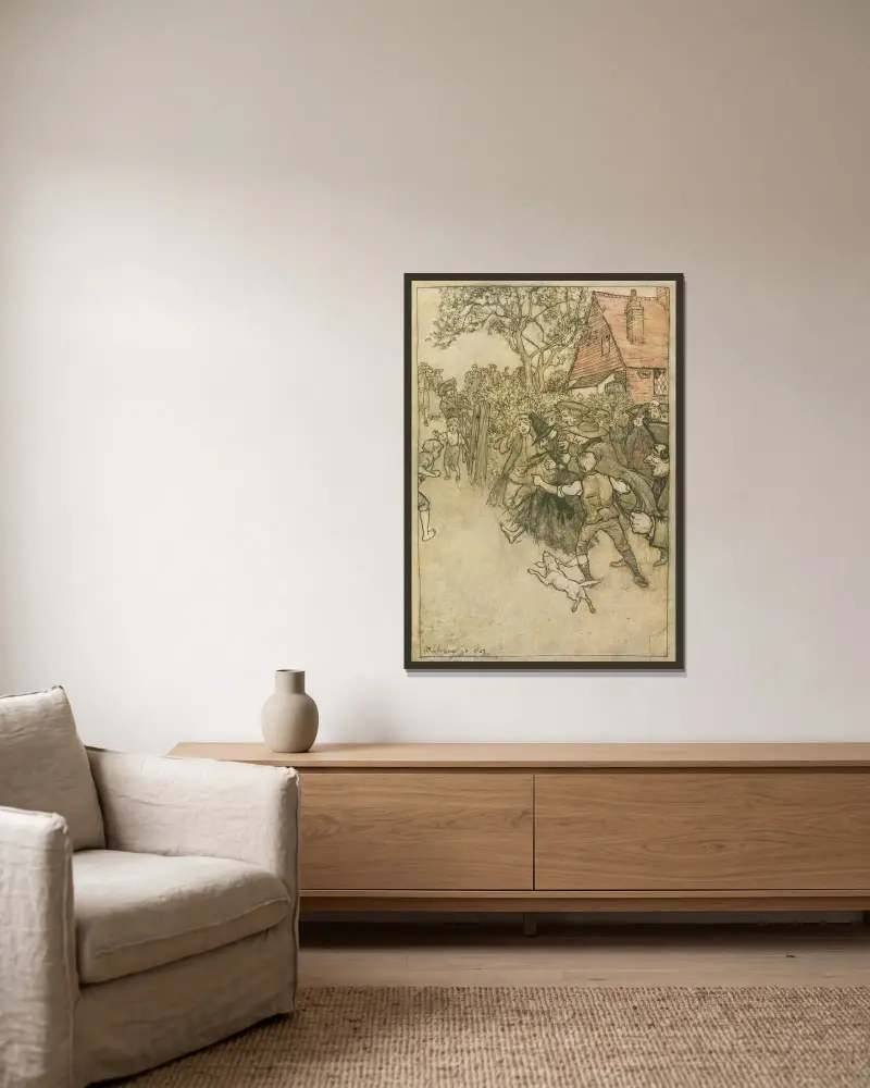 Spöket från Tappington av Arthur Rackham inramad på en vägg