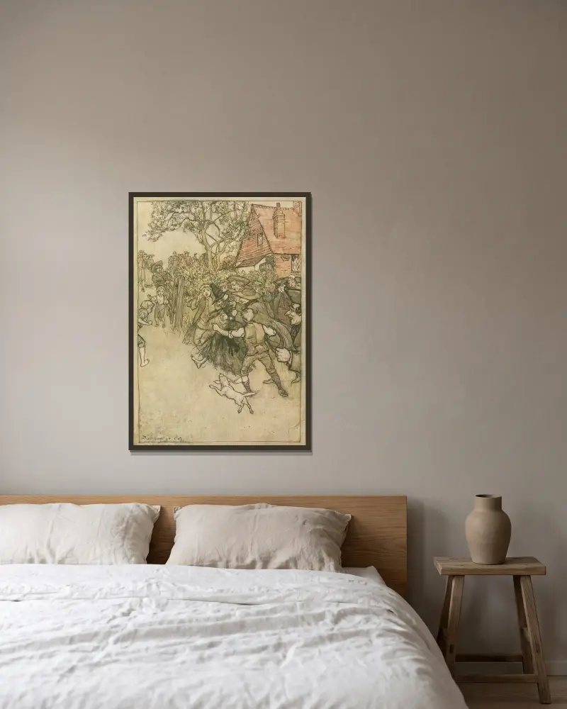 Spöket från Tappington av Arthur Rackham inramad på en vägg