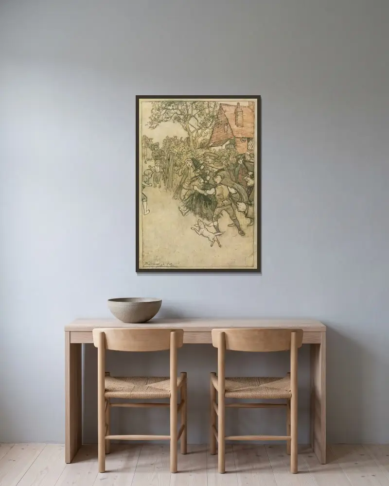 Spöket från Tappington av Arthur Rackham inramad på en vägg