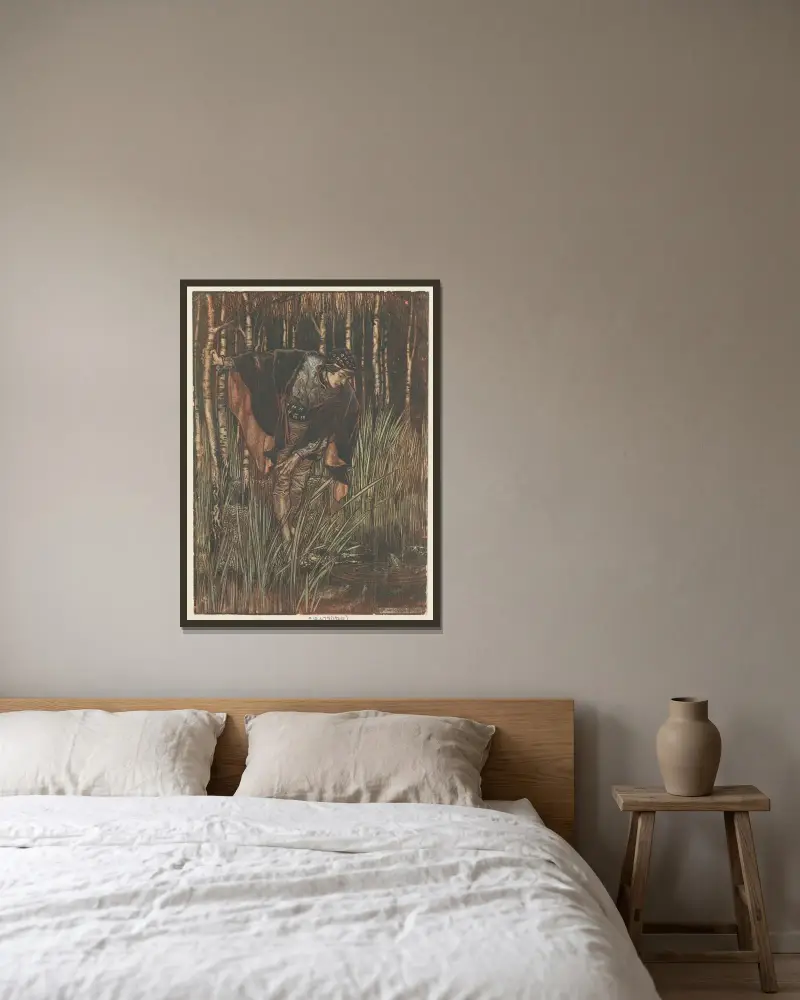 Den vita ormen av Arthur Rackham inramad på en vägg
