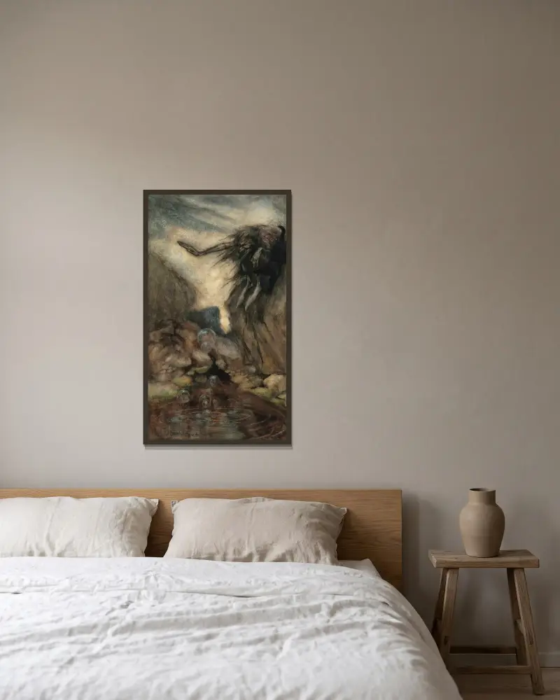 Der Hexenteich von Arthur Rackham gerahmt an einer Wand