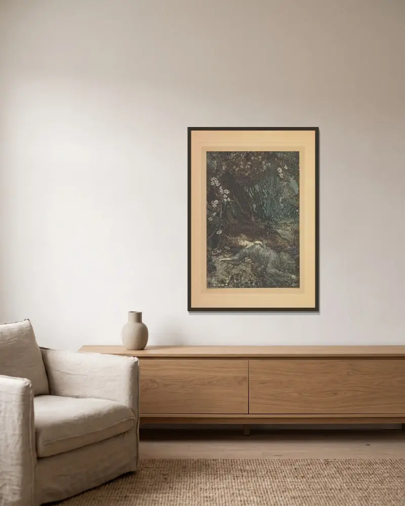 Titania endormie, Arthur Rackham w ramie na ścianie