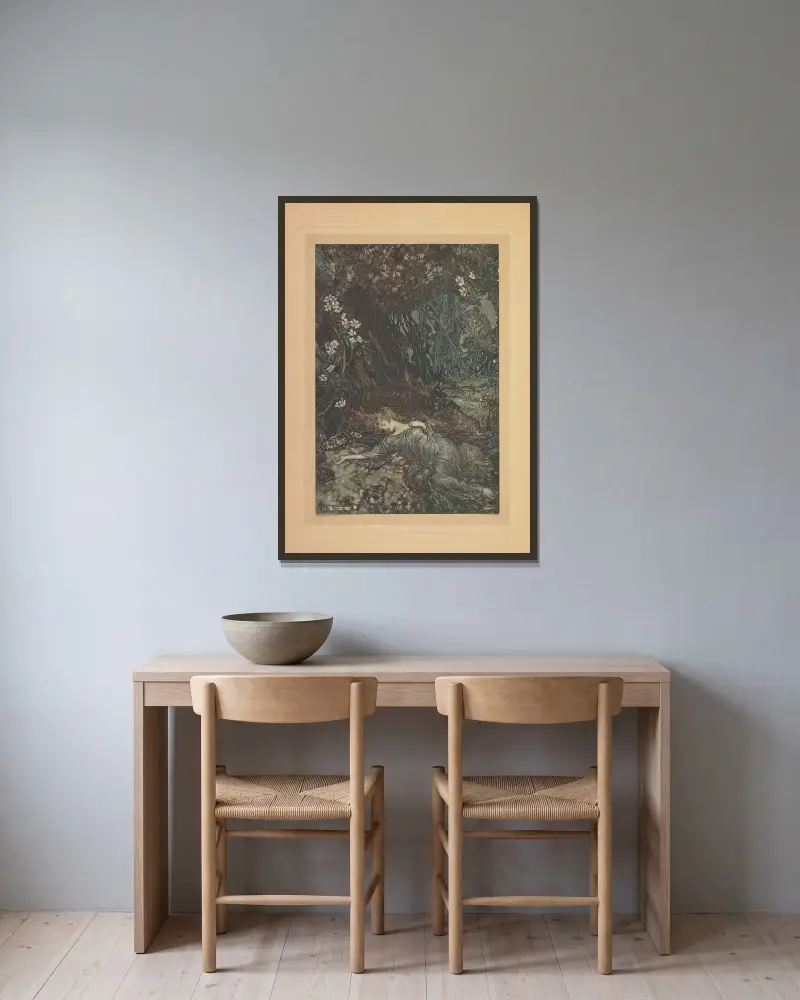 Titania endormie, Arthur Rackham w ramie na ścianie