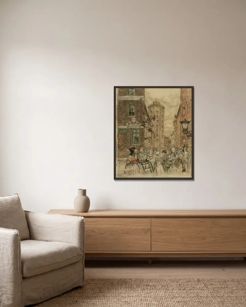 Vi gick hand i hand till det runda tornet av Arthur Rackham inramad på en vägg