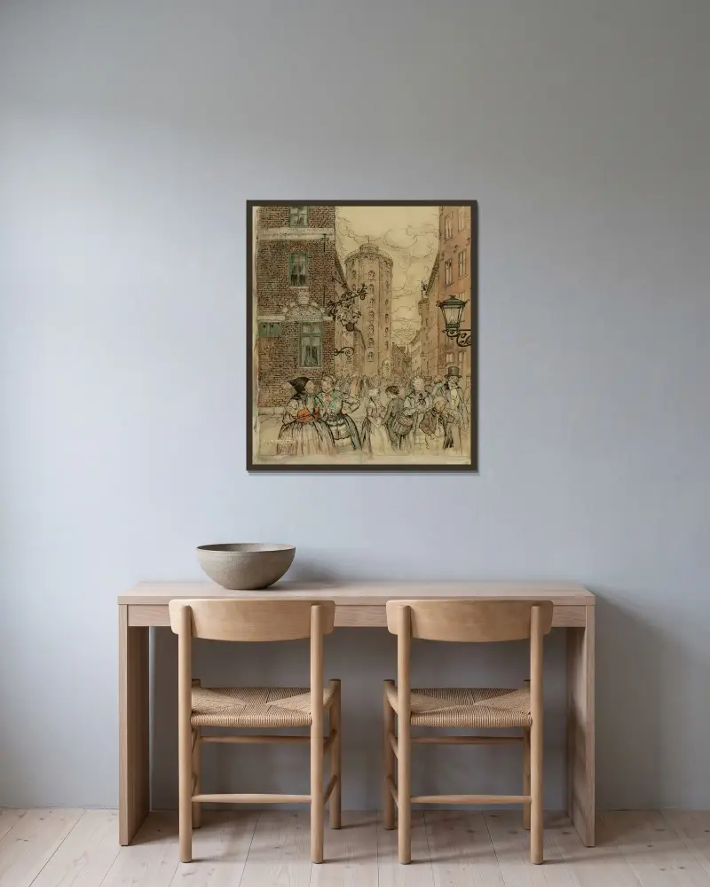 Vi gick hand i hand till det runda tornet av Arthur Rackham inramad på en vägg