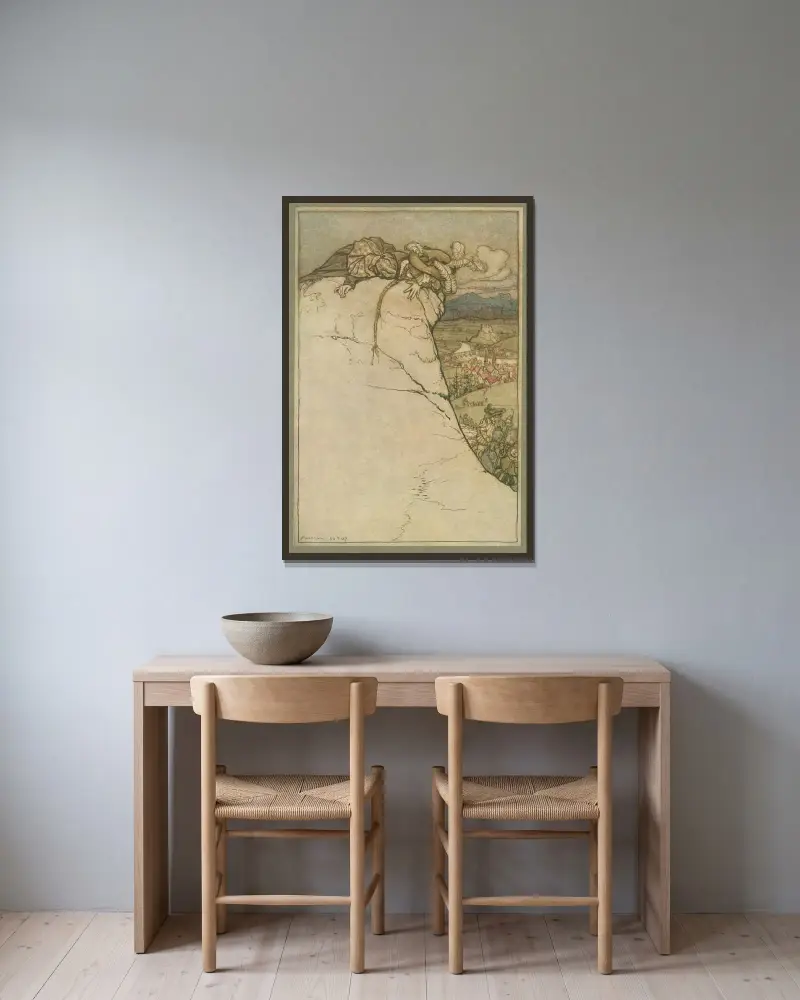What, indeed, could she do av Arthur Rackham inramad på en vägg