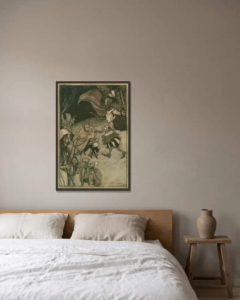 Häxor och trollkarlar, spöken, vättar och gastar av Arthur Rackham inramad på en vägg