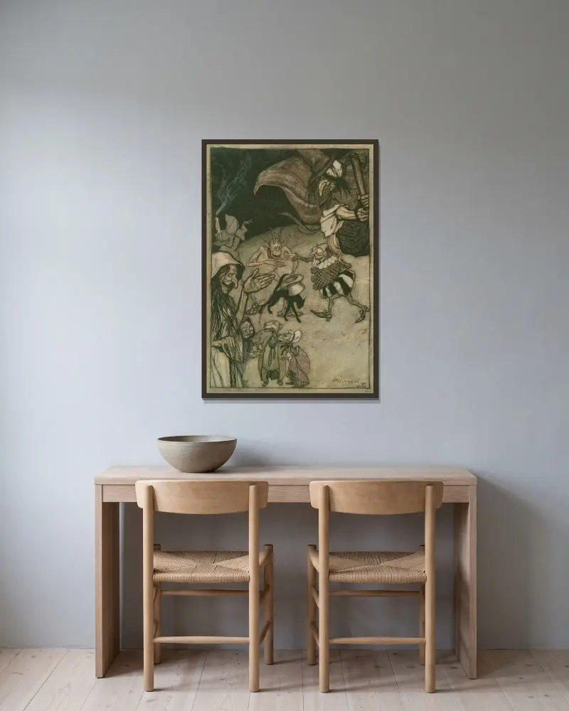 Häxor och trollkarlar, spöken, vättar och gastar av Arthur Rackham inramad på en vägg
