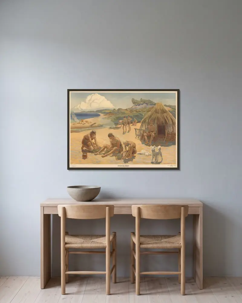 Stone Age av Arvid Fougstedt inramad på en vägg