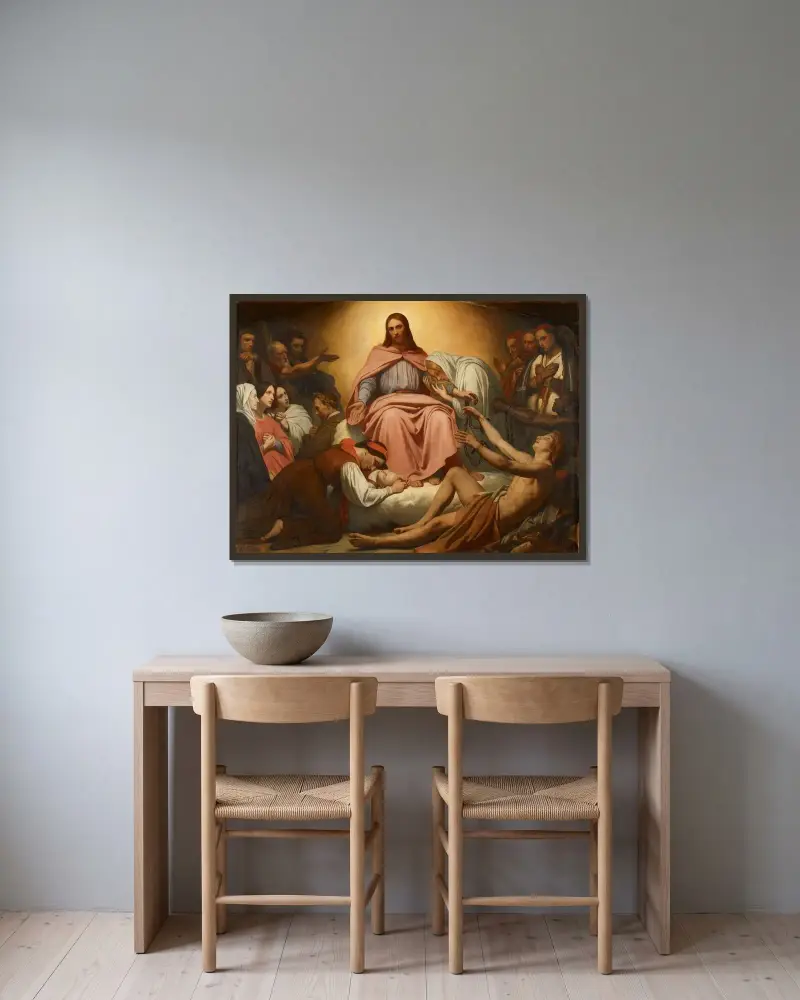 Kristus tröstaren av Ary Scheffer inramad på en vägg
