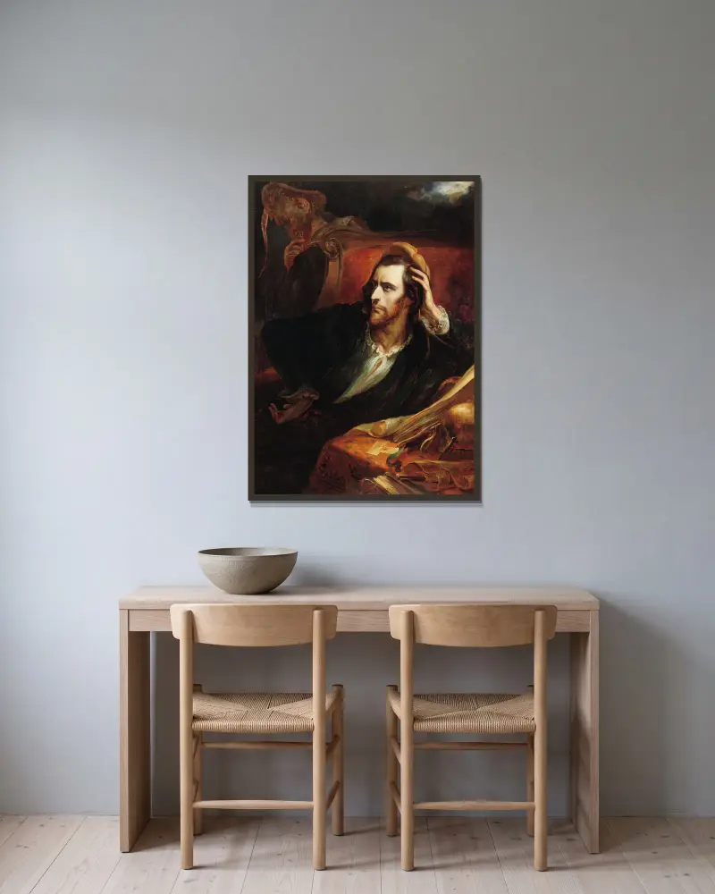 Faust ve své pracovně, 1849, Ary Scheffer v rámu na stěně