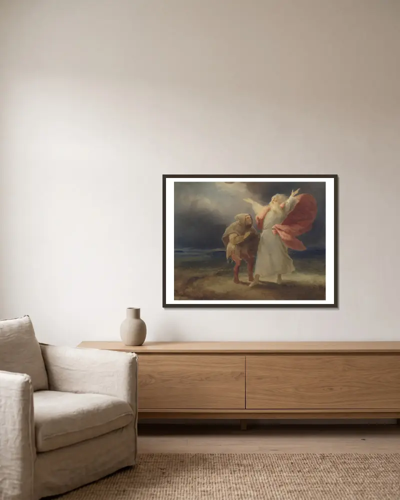 Král Lear, III, 2, Lear a blázen, Ary Scheffer v rámu na stěně
