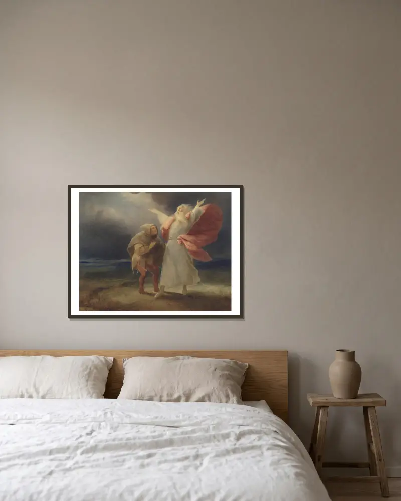 Král Lear, III, 2, Lear a blázen, Ary Scheffer v rámu na stěně
