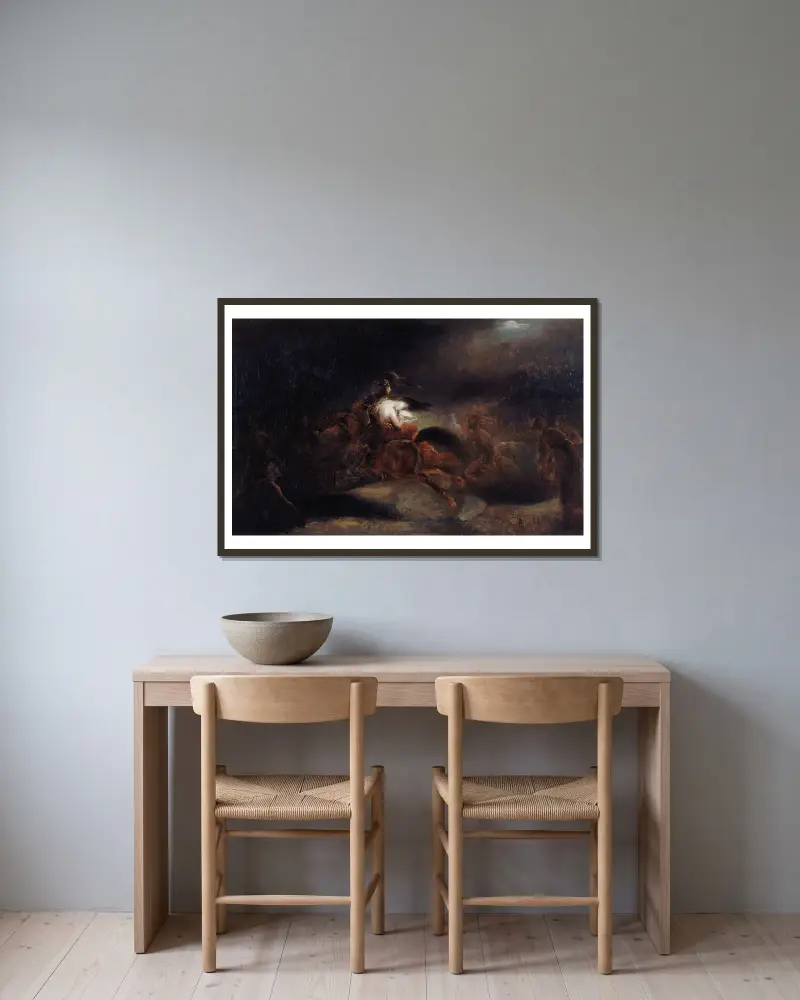 Lenore, mrtví spěchají, Ary Scheffer v rámu na stěně