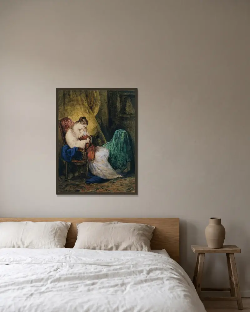 Mutter und Kind von Ary Scheffer gerahmt an einer Wand