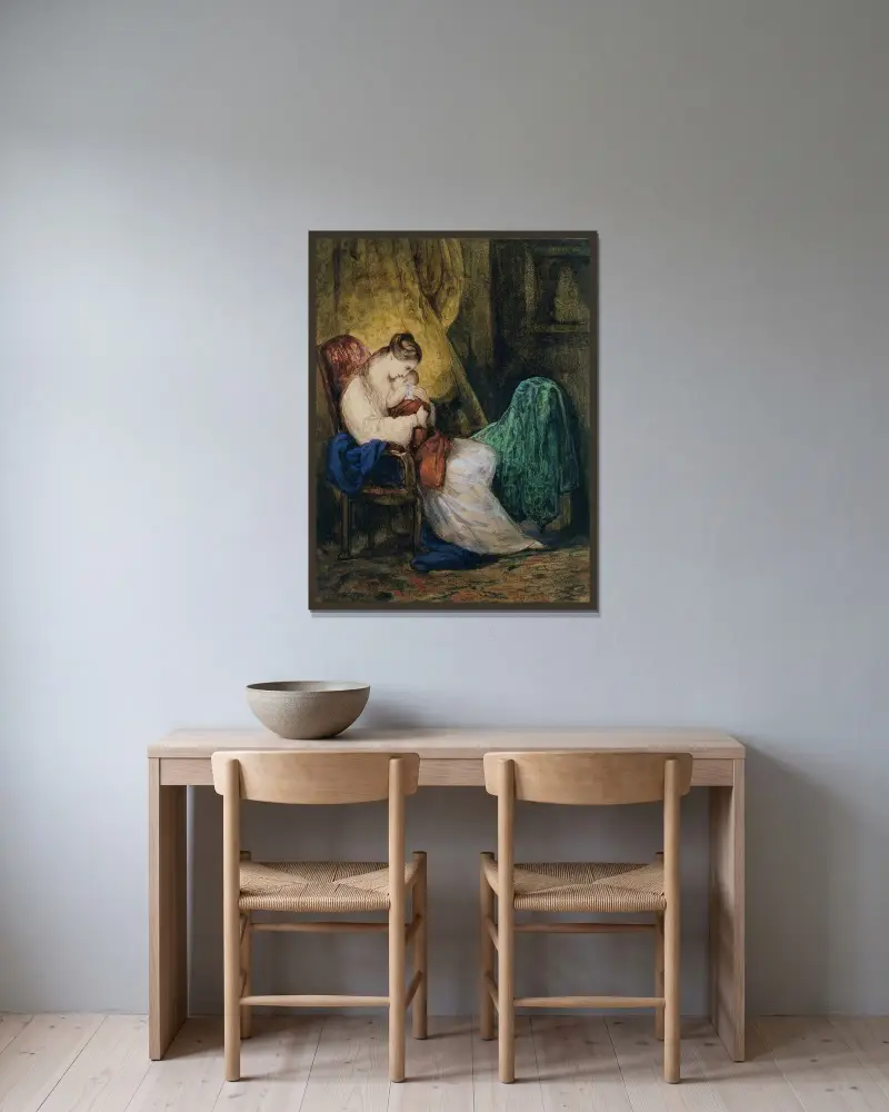 Mutter und Kind von Ary Scheffer gerahmt an einer Wand