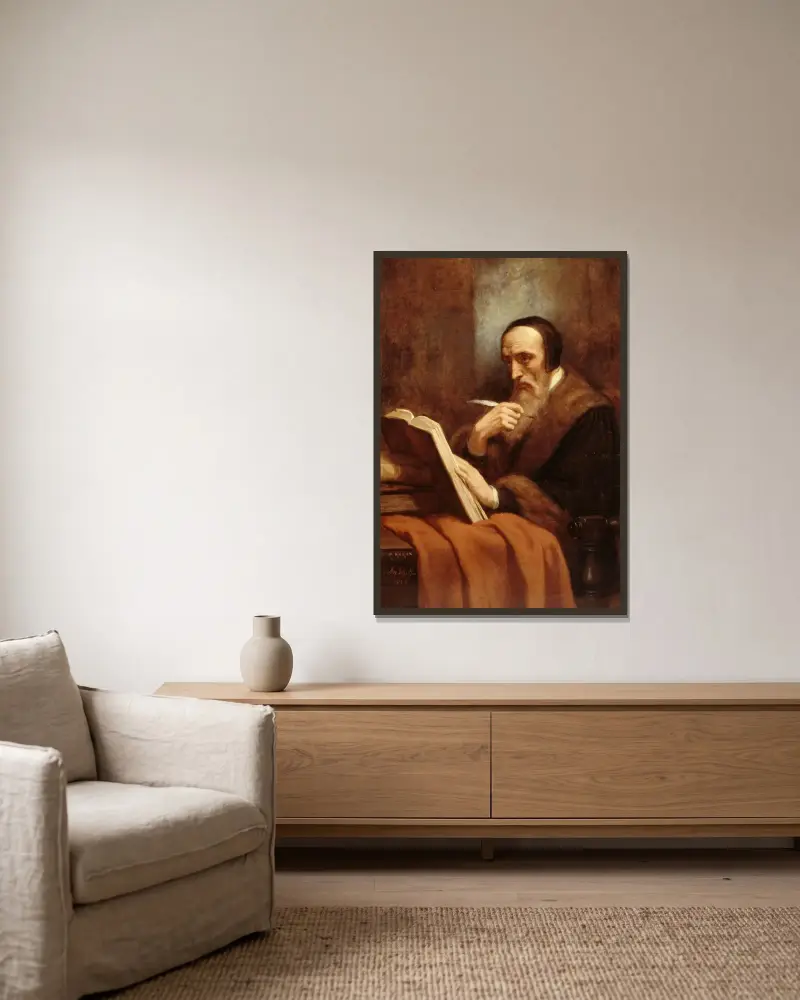 Porträt von Calvin von Ary Scheffer gerahmt an einer Wand