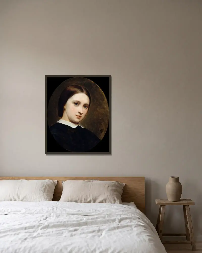 Porträtt av Cornélie Renan-Scheffer av Ary Scheffer inramad på en vägg