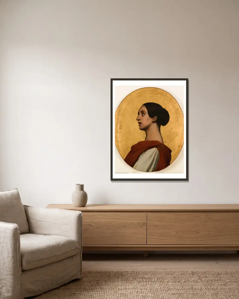 Portrait de Pauline Viardot en sainte Cécile av Ary Scheffer inramad på en vägg