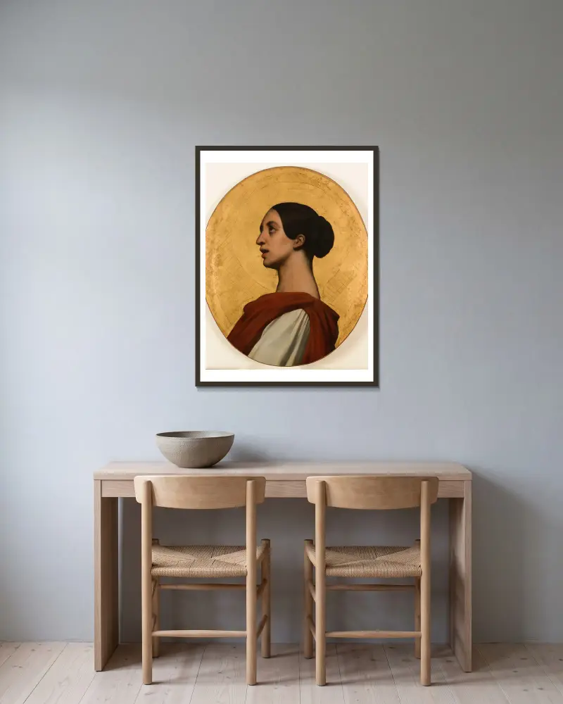 Portrait de Pauline Viardot en sainte Cécile av Ary Scheffer inramad på en vägg
