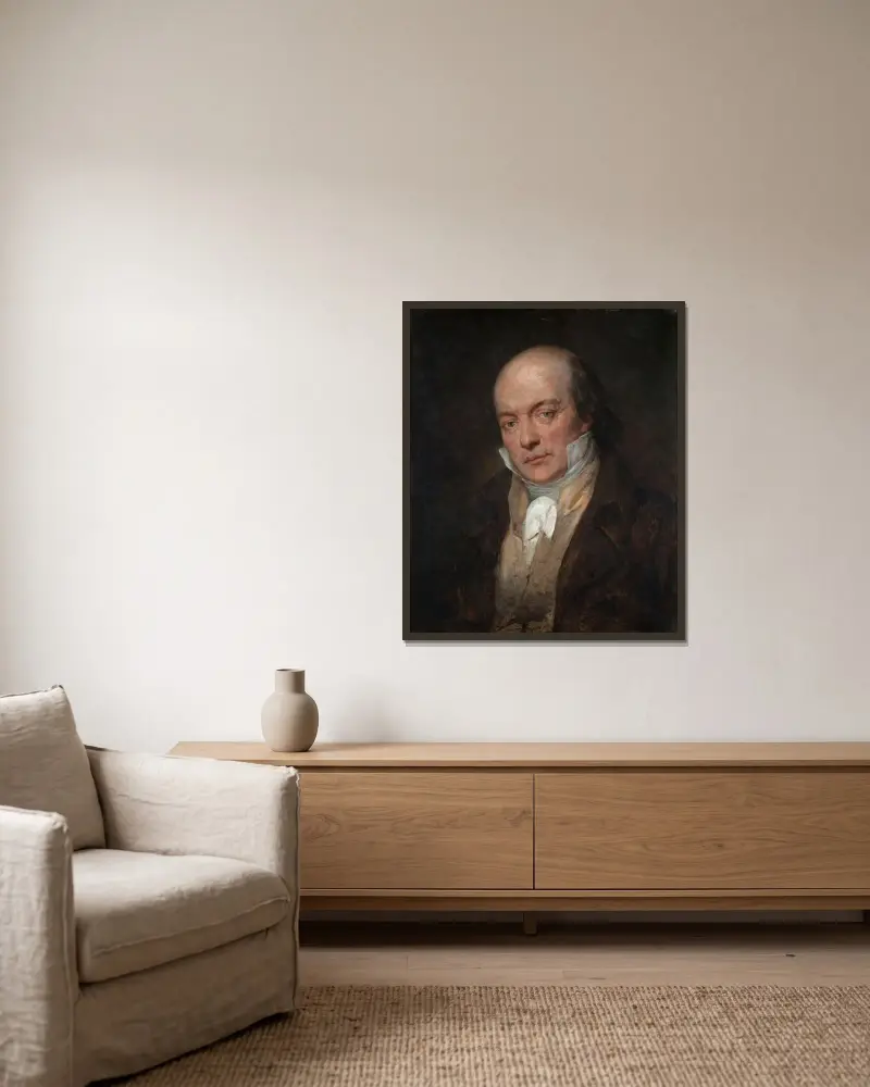 Porträtt av Pierre-Jean de Béranger av Ary Scheffer inramad på en vägg