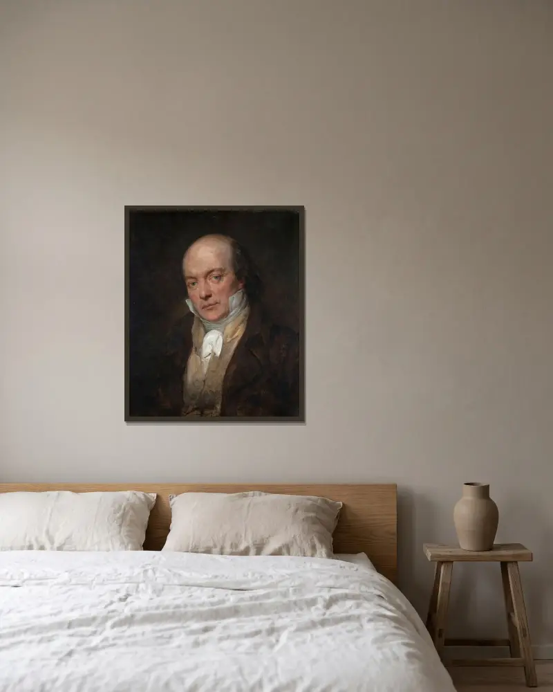 Porträtt av Pierre-Jean de Béranger av Ary Scheffer inramad på en vägg