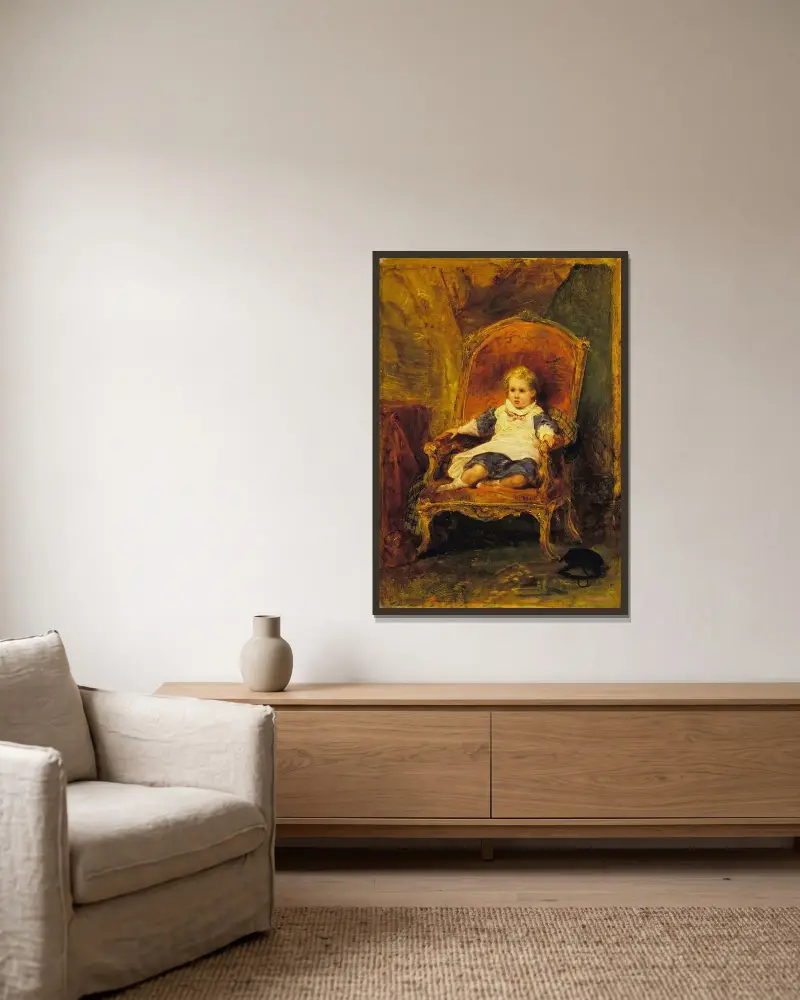 Porträtt av ett barn av Ary Scheffer inramad på en vägg