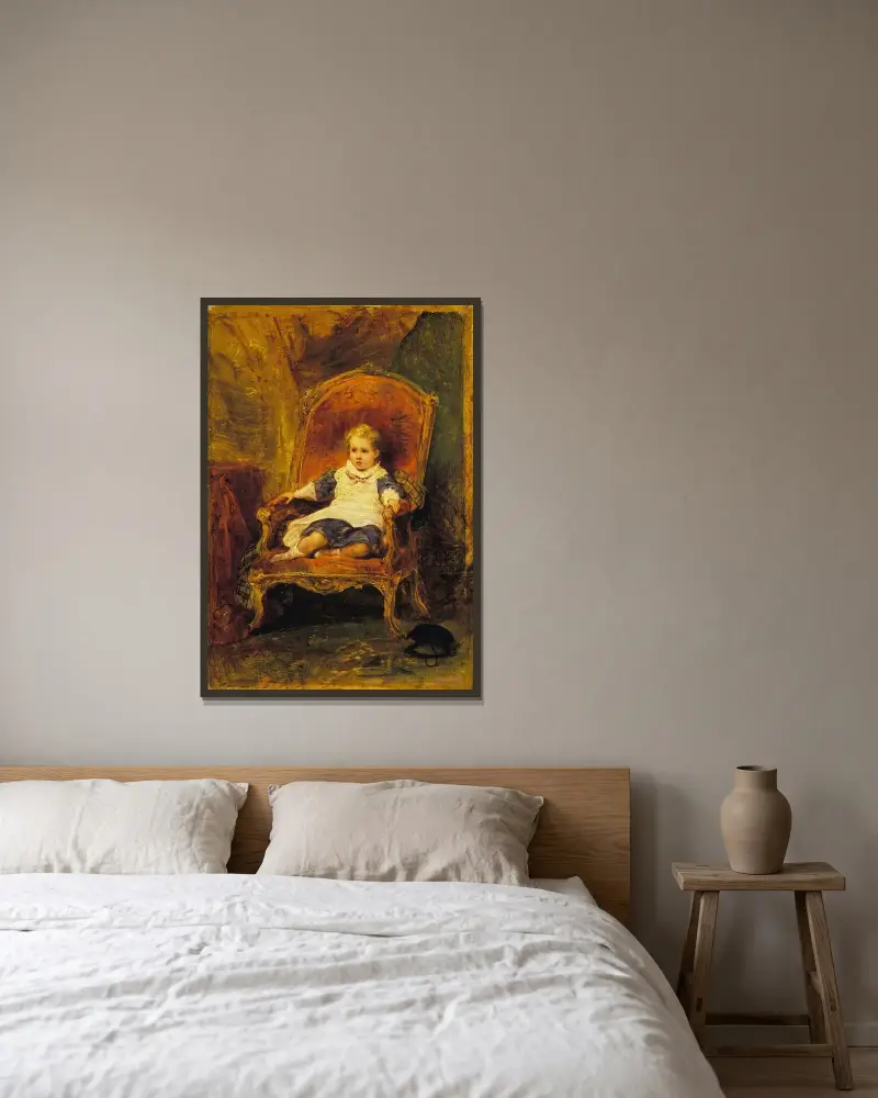 Porträtt av ett barn av Ary Scheffer inramad på en vägg