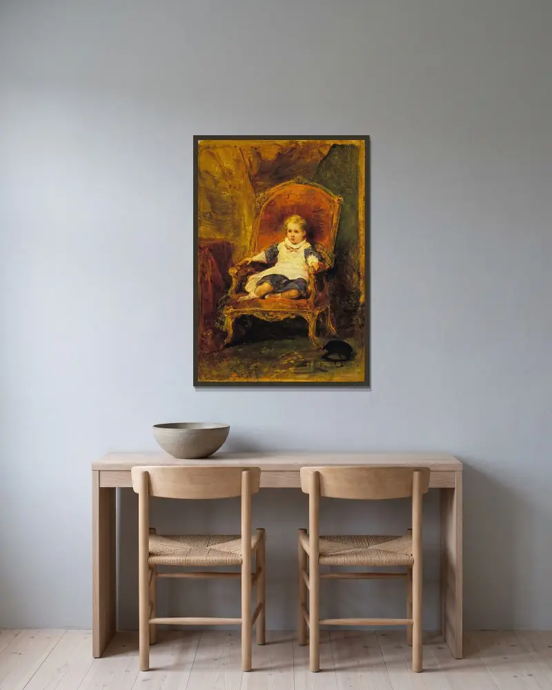 Porträtt av ett barn av Ary Scheffer inramad på en vägg