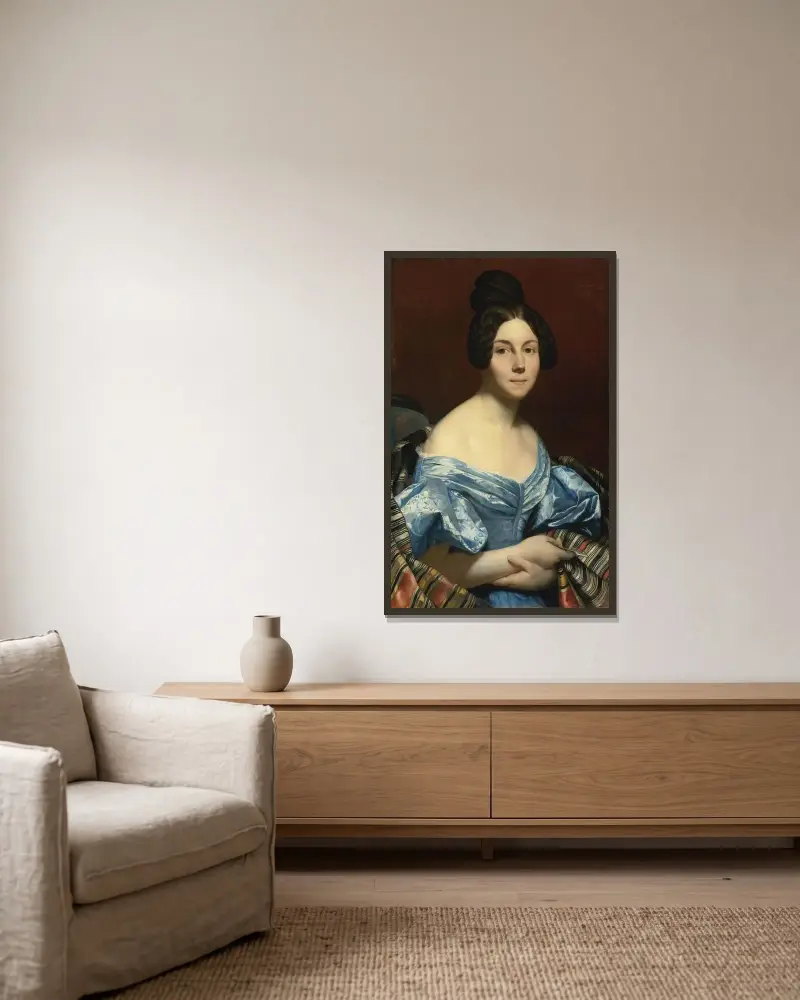 Porträtt av en dam av Ary Scheffer inramad på en vägg