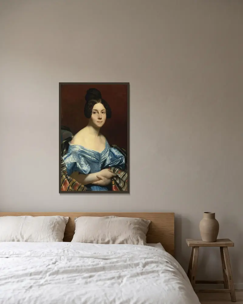 Porträtt av en dam av Ary Scheffer inramad på en vägg