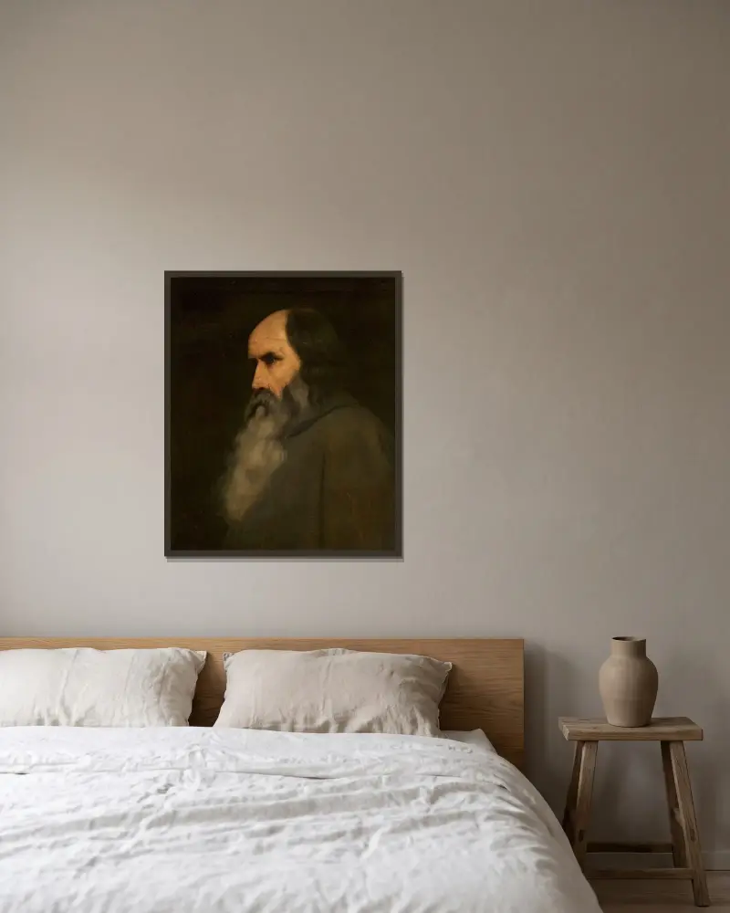 Porträtt av en gammal man av Ary Scheffer inramad på en vägg