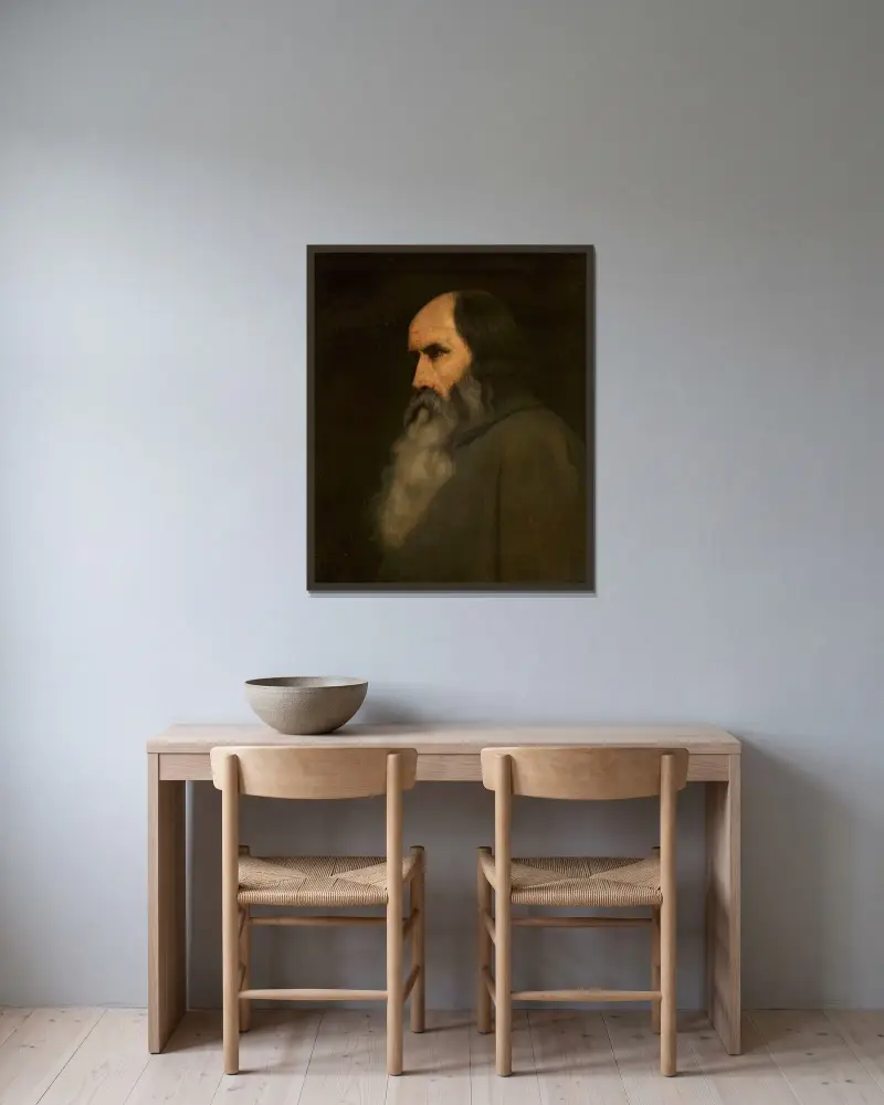 Porträtt av en gammal man av Ary Scheffer inramad på en vägg