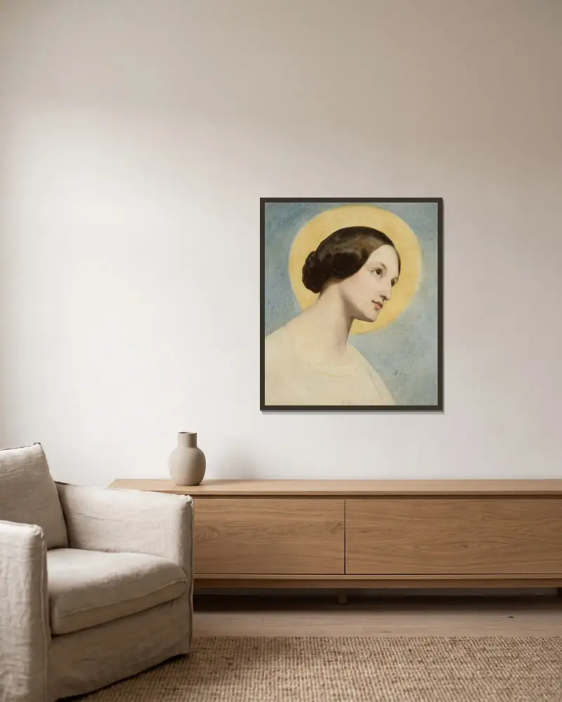 Porträtt av Eliza Krasińska av Ary Scheffer inramad på en vägg