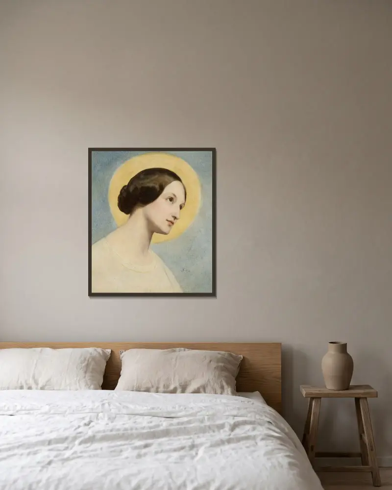 Porträtt av Eliza Krasińska av Ary Scheffer inramad på en vägg