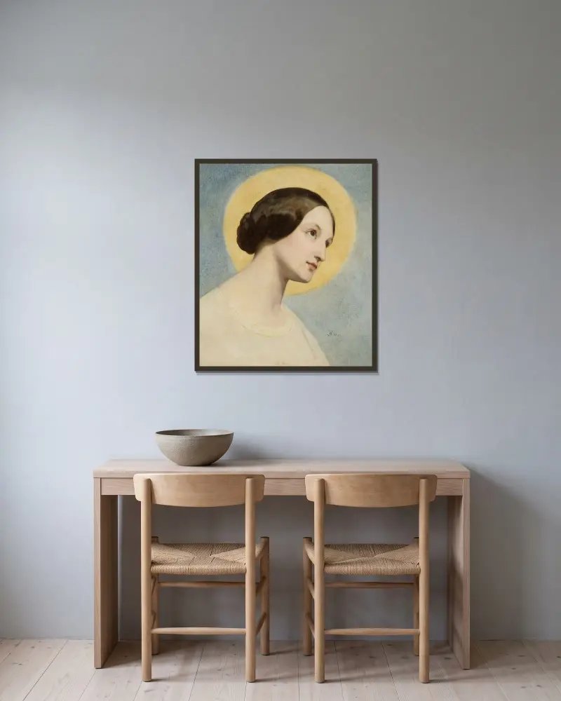 Porträtt av Eliza Krasińska av Ary Scheffer inramad på en vägg