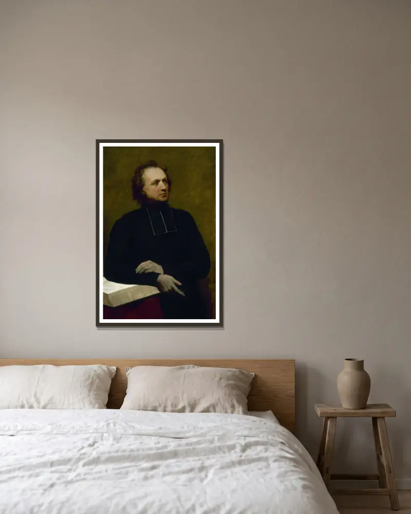 Portrait of Father Gaspard Deguerry av Ary Scheffer inramad på en vägg