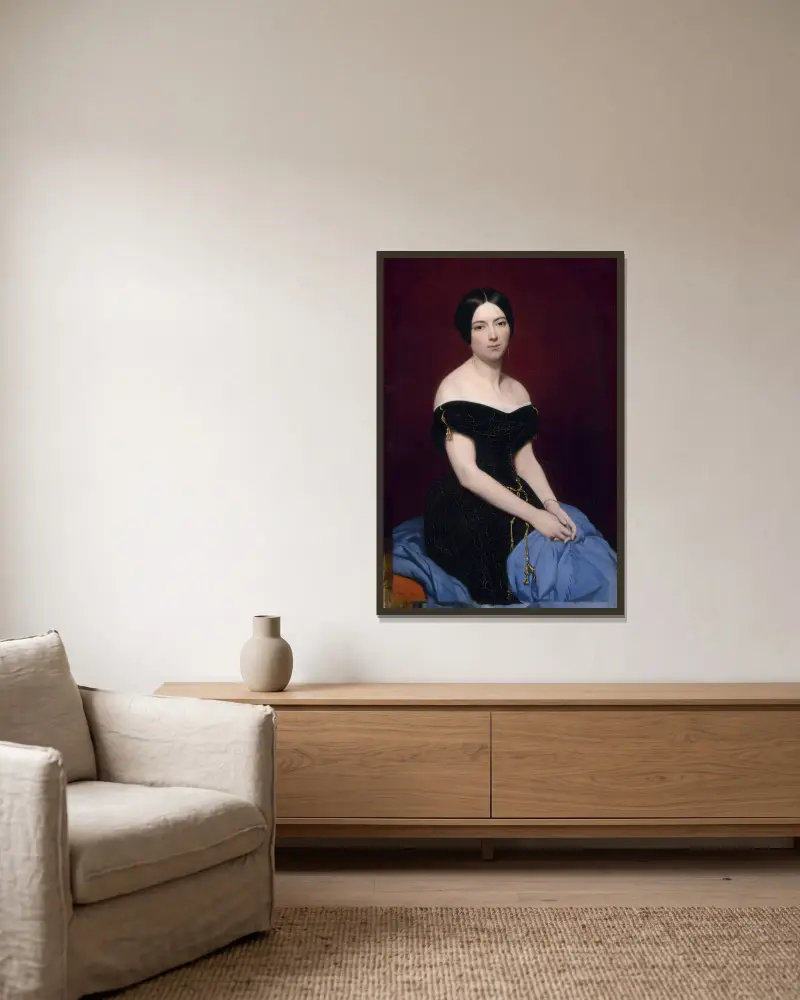 Portrait of Madame Edouard Caillard av Ary Scheffer inramad på en vägg
