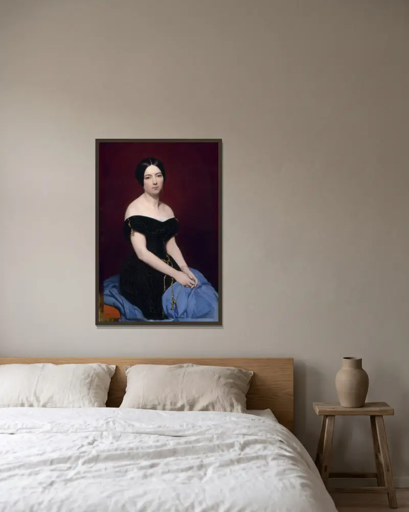 Portrait of Madame Edouard Caillard av Ary Scheffer inramad på en vägg
