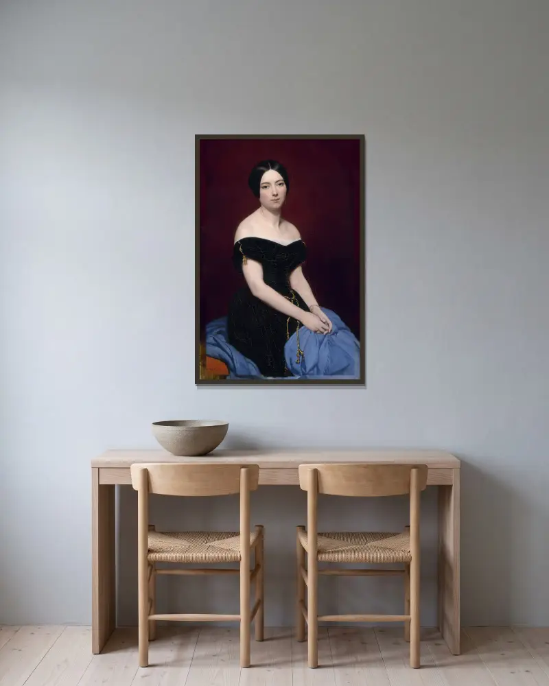 Portrait of Madame Edouard Caillard av Ary Scheffer inramad på en vägg