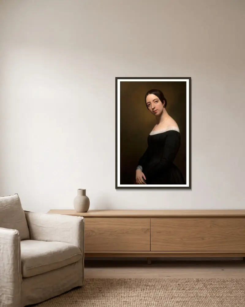 Portrait of Pauline Viardot av Ary Scheffer inramad på en vägg