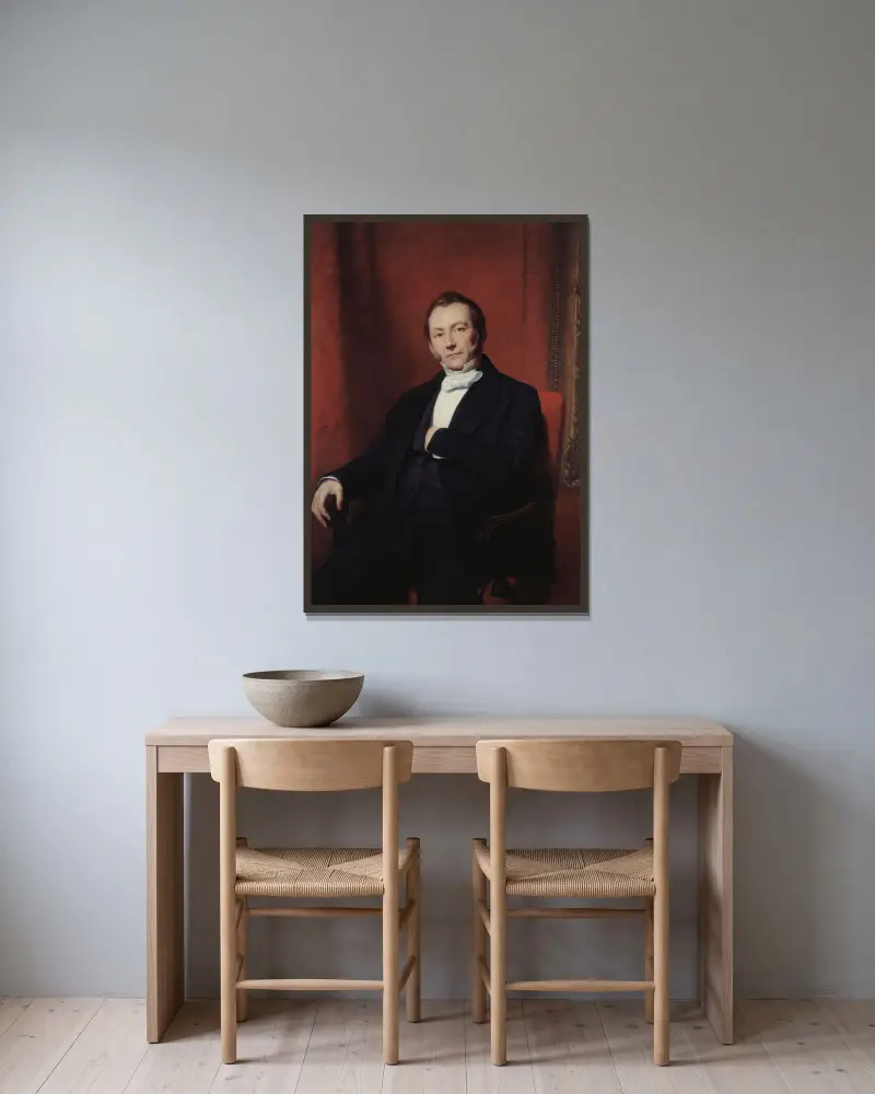 Portrait présumé de Jean Abraham Nottebohm av Ary Scheffer inramad på en vägg