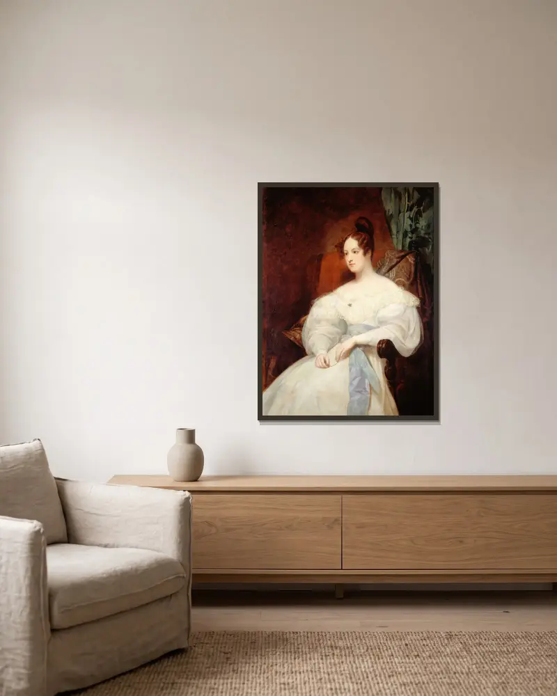 Portrait présumé de la princesse Louise d’Orléans av Ary Scheffer inramad på en vägg