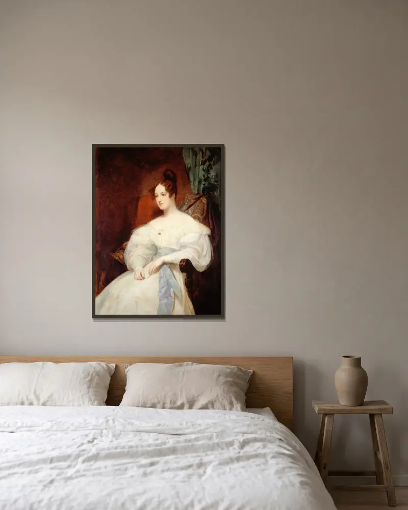 Portrait présumé de la princesse Louise d’Orléans av Ary Scheffer inramad på en vägg
