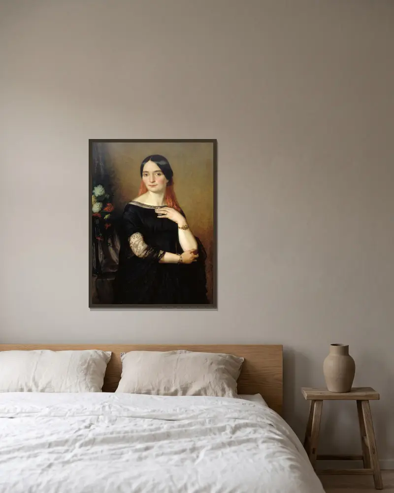 Portrait présumé de Melle Mars av Ary Scheffer inramad på en vägg