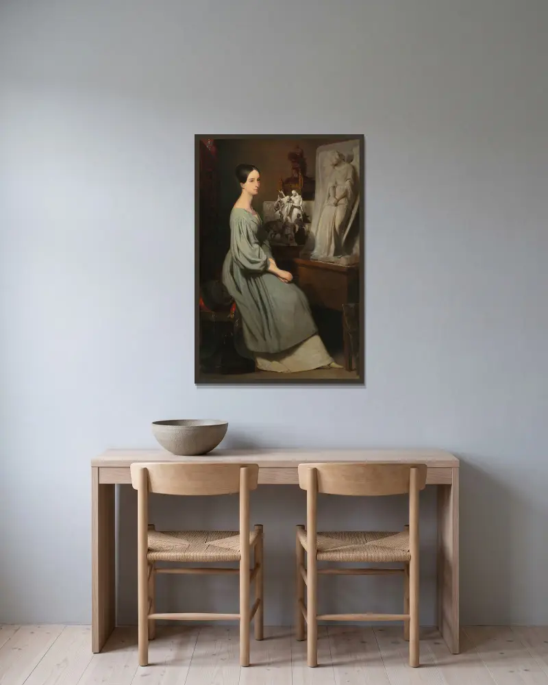 Princess Marie d’Orléans in Her Studio av Ary Scheffer inramad på en vägg