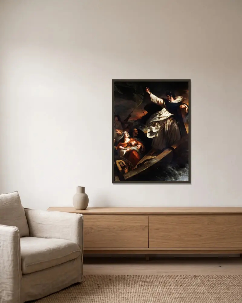 Saint Thomas Aquinas preaching trust in God during the storm av Ary Scheffer inramad på en vägg