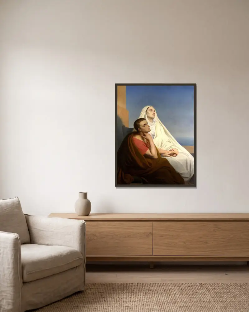 Der heilige Augustinus und die heilige Monika von Ary Scheffer gerahmt an einer Wand