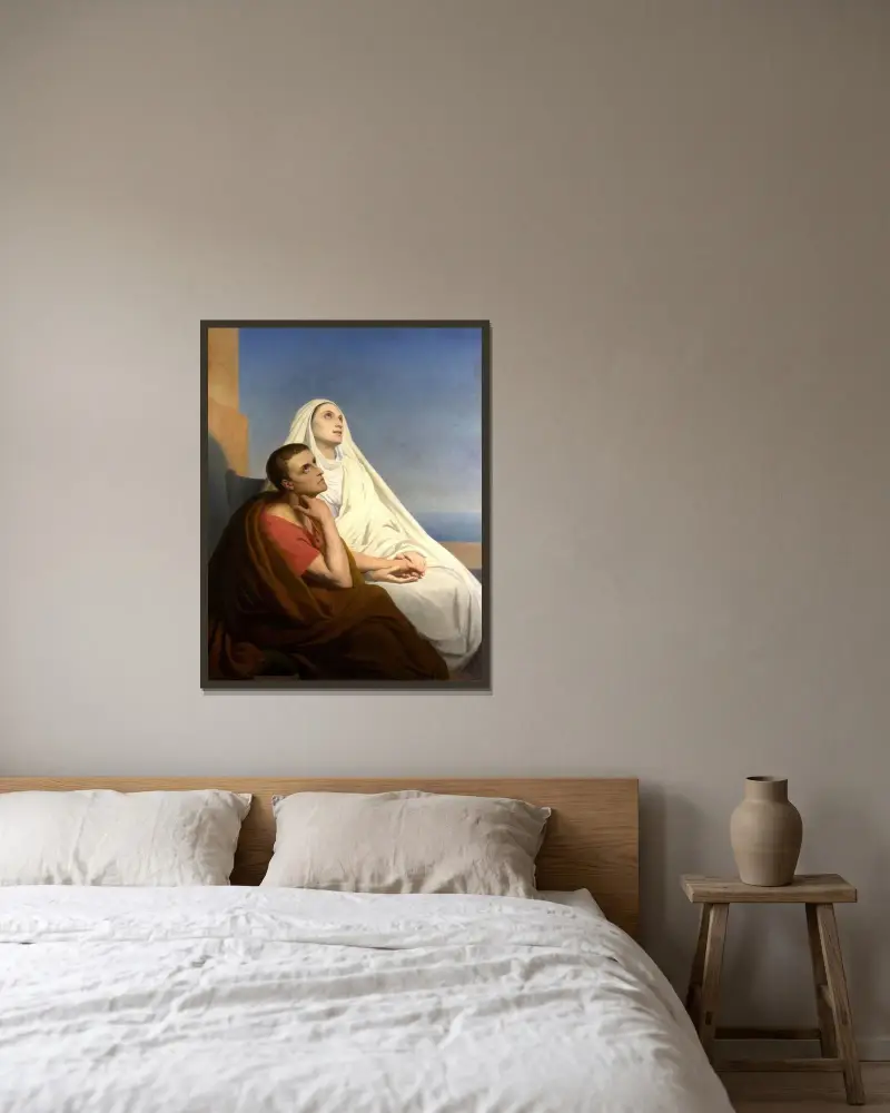 Der heilige Augustinus und die heilige Monika von Ary Scheffer gerahmt an einer Wand